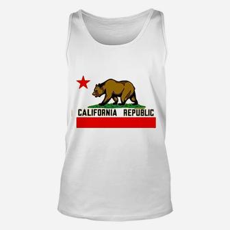 California Republic Borderless Bear Flag Black Unisex Tank Top - Seseable