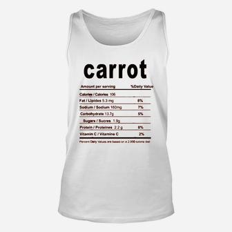Carrot Costume Funny Food Nutrition Facts Unisex Tank Top - Seseable