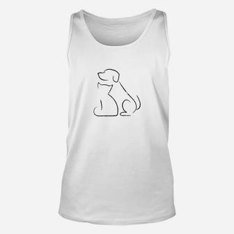 Cat And Dog Outline Minimalist Pe Unisex Tank Top - Seseable