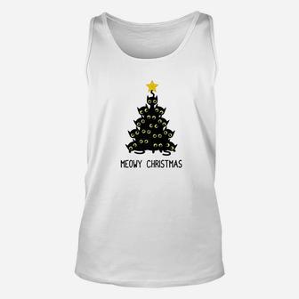 Cat Christmas Tree Black Kitten Meowy Xmas Gift Unisex Tank Top - Seseable