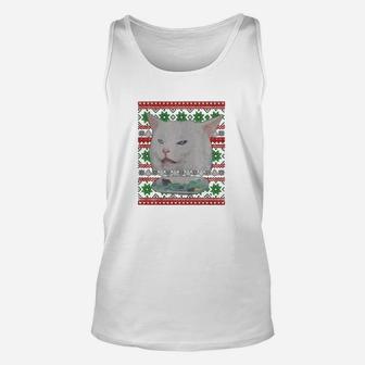 Cat Woman Yelling At Cat Ugly Christmas Shirt Unisex Tank Top - Seseable
