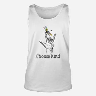 Choose Kind Dragonfly I Love You Asl Sign Language Deaf Unisex Tank Top - Seseable