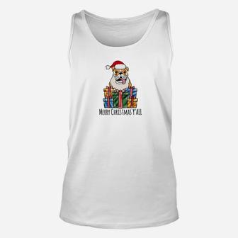 Christmas Present English Bulldog Novelty Shirt Unisex Tank Top - Seseable