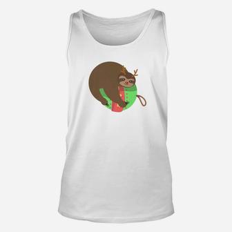 Christmas Sloth Reindeer Antler Christmas Ornament Unisex Tank Top - Seseable