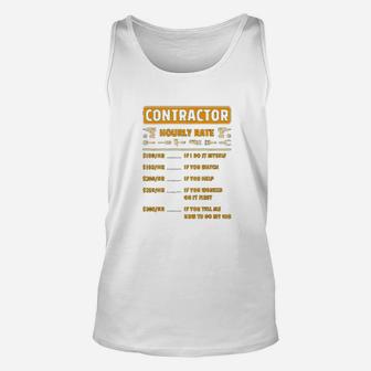 Contractor Hourly Rate Price Chart Labor Funny Gift Handyman Unisex Tank Top - Seseable
