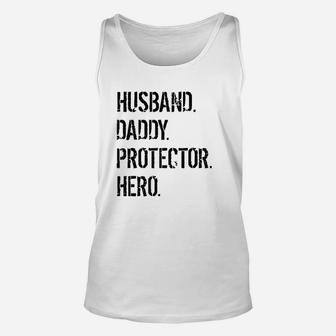 Cool Father Gift Husband Daddy Protector Hero Unisex Tank Top - Seseable