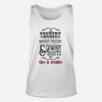 Country Music Muddy Trucks Cowboy Boots Unisex Tank Top - Seseable