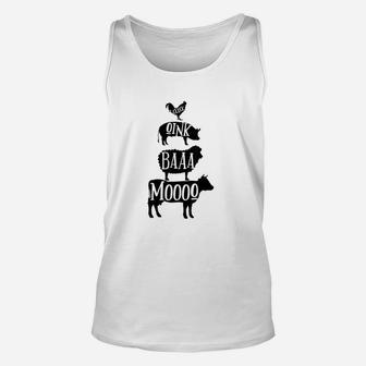 Cow Pig Sheep Chicken Stack Farm Animal Sounds Silhouettes Unisex Tank Top - Seseable