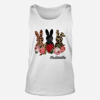Cute Bunny Flowers Bubbie Life Happy Easter Sunday Floral Leopard Plaid Women Gift Unisex Tank Top - Seseable