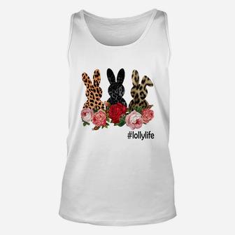 Cute Bunny Flowers Lolly Life Happy Easter Sunday Floral Leopard Plaid Women Gift Unisex Tank Top - Seseable