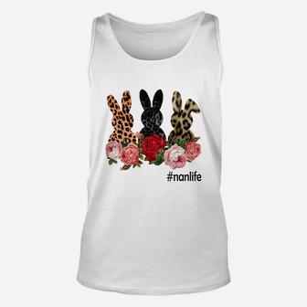 Cute Bunny Flowers Nan Life Happy Easter Sunday Floral Leopard Plaid Women Gift Unisex Tank Top - Seseable