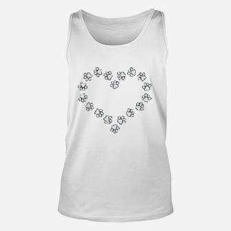 Cute Dog Paws Print Dog Gifts Paw Print Ornament Heart Love Unisex Tank Top - Seseable