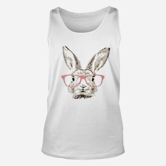 Cute Easter Bunny Rabbit Pink Glasses Hipster Unisex Tank Top - Seseable
