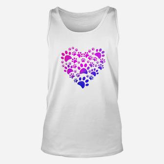Cute Heart Dog Paws Funny Gift For Animal Lovers Unisex Tank Top - Seseable