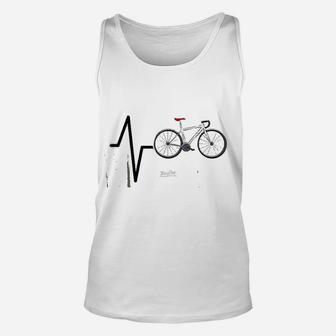 Cycling Heartbeat Cycling Themed Funny Cycling Lovers Unisex Tank Top - Seseable