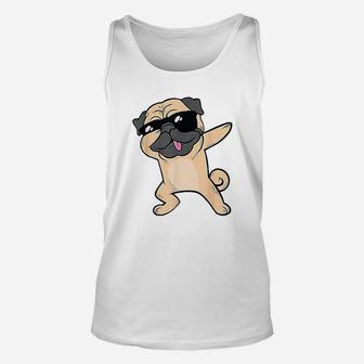 Dabbing Pug Dog Dab Animal Cool Sunglasses Cute Unisex Tank Top - Seseable