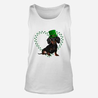 Dachshund Heart Paw Leprechaun Hat Irish St Patricks Day Gift For Dog Lovers Unisex Tank Top - Seseable
