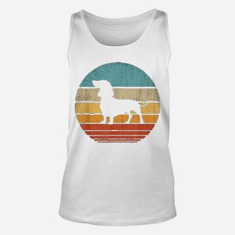 Dachshund Vintage Silhouette 60s 70s Retro Gifts Dog Lover Unisex Tank Top - Seseable