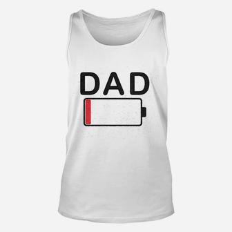 Dad Battery Low Funny Sarcastic Graphic Tired Parenting Fathers Day Unisex Tank Top - Seseable