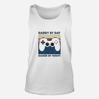 Daddy By Day Gamer By Night Funny Video Game Unisex Tank Top - Seseable