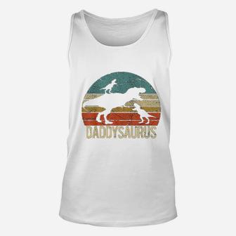 Daddy Dinosaur Daddysaurus 2 Two Kids Christmas Gift For Dad Unisex Tank Top - Seseable