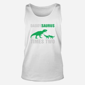 Daddy Saurus Times Two, best christmas gifts for dad Unisex Tank Top - Seseable