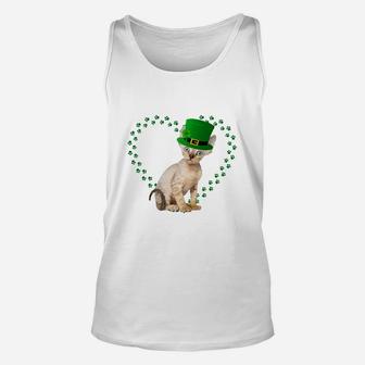 Devon Rex Heart Paw Leprechaun Hat Irish St Patricks Day Gift For Cat Lovers Unisex Tank Top - Seseable