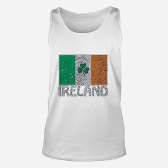 Distressed Ireland Flag Shamrock Cool Irish Flags Unisex Tank Top - Seseable