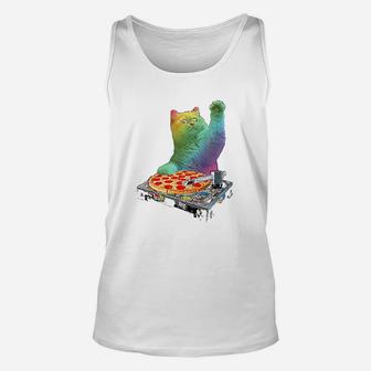 Dj Cat Edm Music Cute White Kitty Unisex Tank Top - Seseable