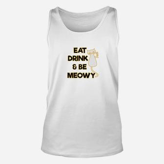 Eat Drink Be Meowy Celebration Cat Lover Unisex Tank Top - Seseable