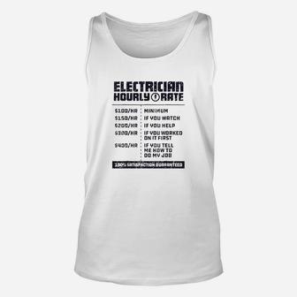 Electrician Hourly Rate Funny Lineman Dad Vintage Gifts Men Unisex Tank Top - Seseable