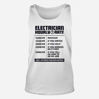 Electrician Hourly Rate Funny Lineman Dad Vintage Gifts Unisex Tank Top - Seseable