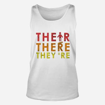 English Grammar Lesson There Their They Are Teacher Gift Unisex Tank Top - Seseable