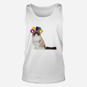 Fat Tuesday Mardi Gras Ragdoll Wearing Jester Hat Gift Cat Lovers Unisex Tank Top - Seseable