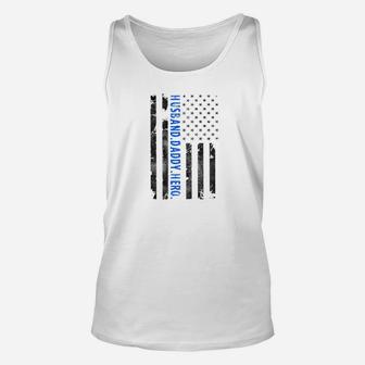 Fathers Day Gift For Police Officers Husband Daddy Hero Unisex Tank Top - Seseable