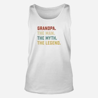 Fathers Day Shirt The Man Myth Legend Grandpa Papa Gift Unisex Tank Top - Seseable
