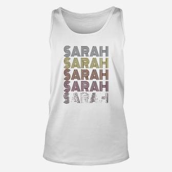 First Name Sarah Retro Pattern Vintage Style Unisex Tank Top - Seseable