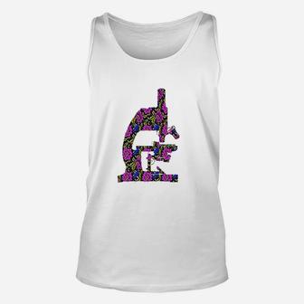 Flowers Floral Print Microscope Female Scientist Lab Tech Unisex Tank Top - Seseable