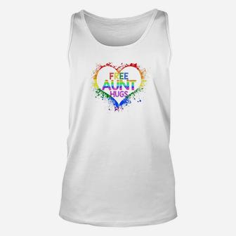 Free Aunt Hugs Lgbt Heart Gay Flag Fathers Day Gifts Premium Unisex Tank Top - Seseable