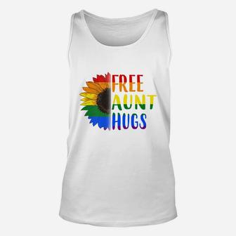 Free Aunt Hugs Lgbt Pride Flag Sunflower 2020 Unisex Tank Top - Seseable