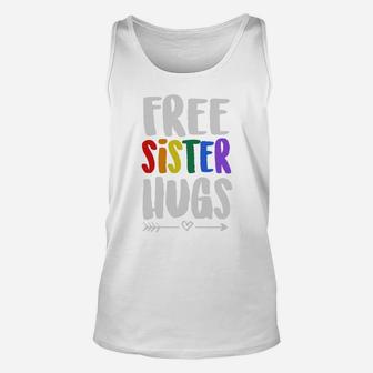 Free Sister Hugs Sister Lgbt Gay Pride Rainbow Unisex Tank Top - Seseable