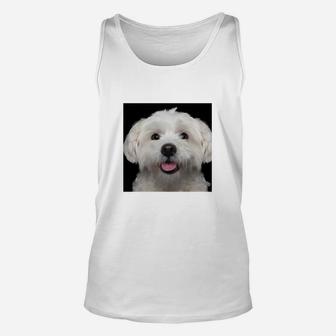 Fröhlicher Hund Malteser Motiv Unisex TankTop, Weißes Lustiges Tee - Seseable