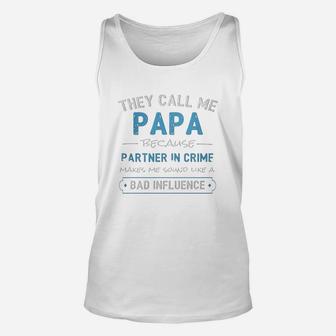 Funny Grandpa Gifts Shirts, Papa Partner In Crime Shirt Unisex Tank Top - Seseable
