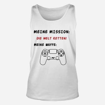 Gamer Unisex TankTop Mission: Welt Retten mit Spielcontroller, Weiß - Seseable