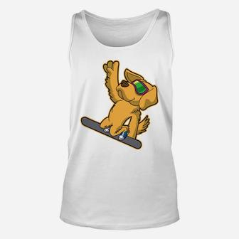 Golden Retriever Dog Snowboarding Unisex Tank Top - Seseable