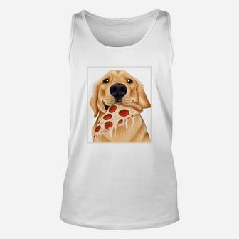 Golden Retriever Eating Pizza Dog With A Slice Of Pizza Unisex Tank Top - Seseable
