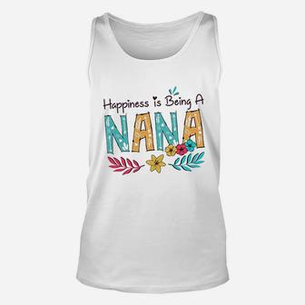Happiness Is Being A Nana Vintage Flower Grandma Unisex Tank Top | Seseable CA