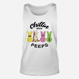 Happy 2021 Easter Bunny Cute Corgi Chilling With My Peeps Gift For Dog Lovers Unisex Tank Top - Seseable