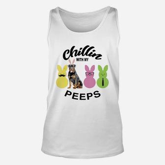 Happy 2021 Easter Bunny Cute Rottweiler Chilling With My Peeps Gift For Dog Lovers Unisex Tank Top - Seseable
