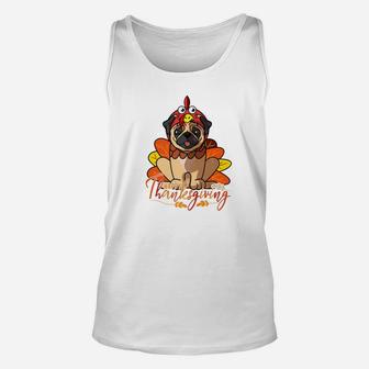 Happy Thanksgiving Pug Turkey Dog Costume Unisex Tank Top - Seseable